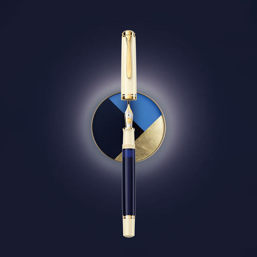 Pelikan百利金Souveran帝王M800特别版Cream Blue奶油蓝钢笔18K金尖 德国制造活塞上墨旗舰店正品商务送礼