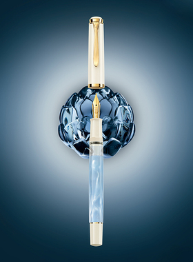 德国Pelikan百利金Classic传统M200 Pastel Blue浅蓝大理石纹不锈钢尖24K镀金商务送礼练字