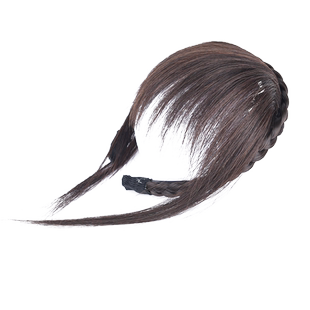 百魅丝 夏季轻薄款辫子发箍刘海一体真发前额头帘遮白发假发片女