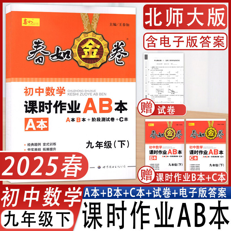 春如金卷初中数学课时作业AB本
