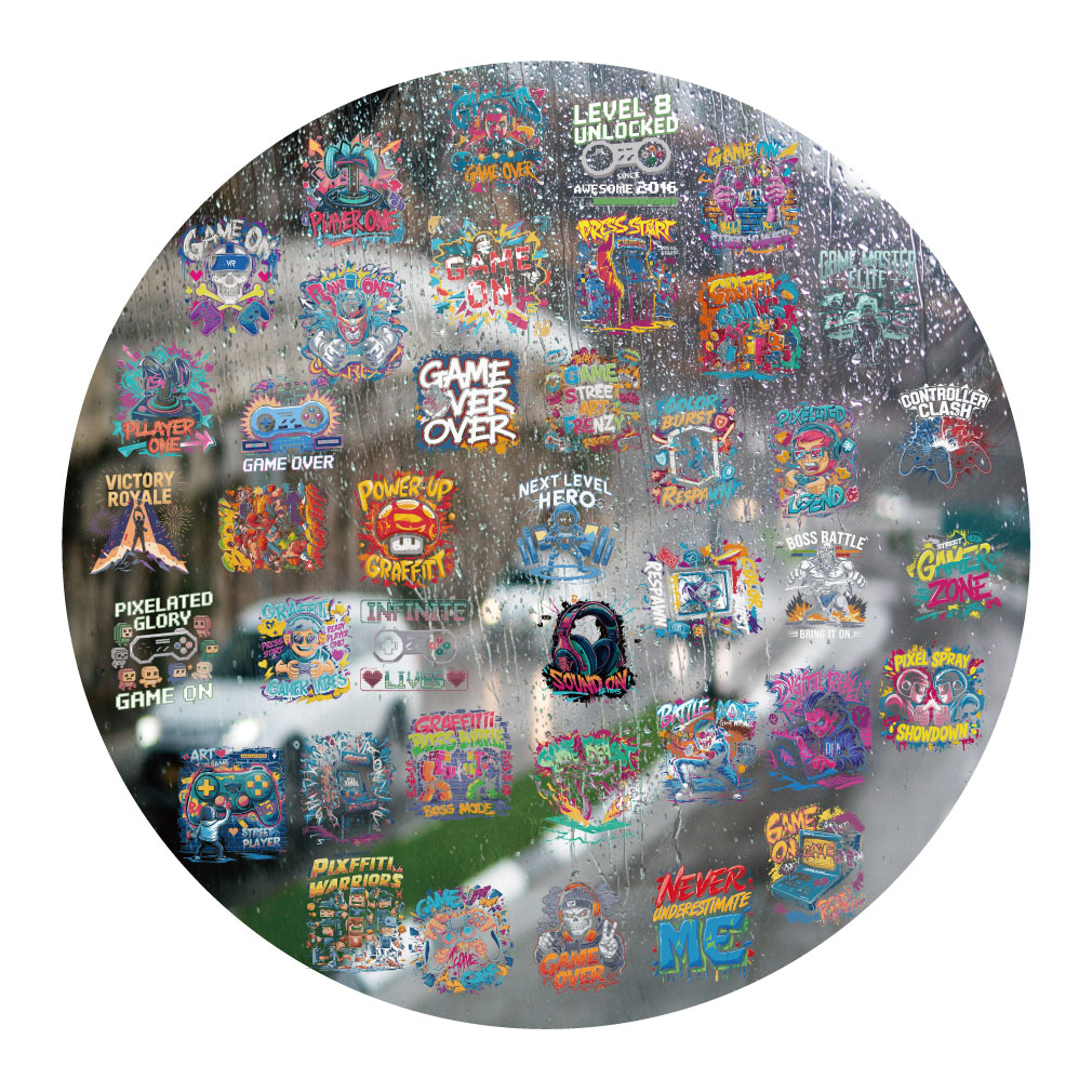 美式游戏图标UV转印贴动漫电动牙刷防水水晶标签手机壳头装饰贴纸