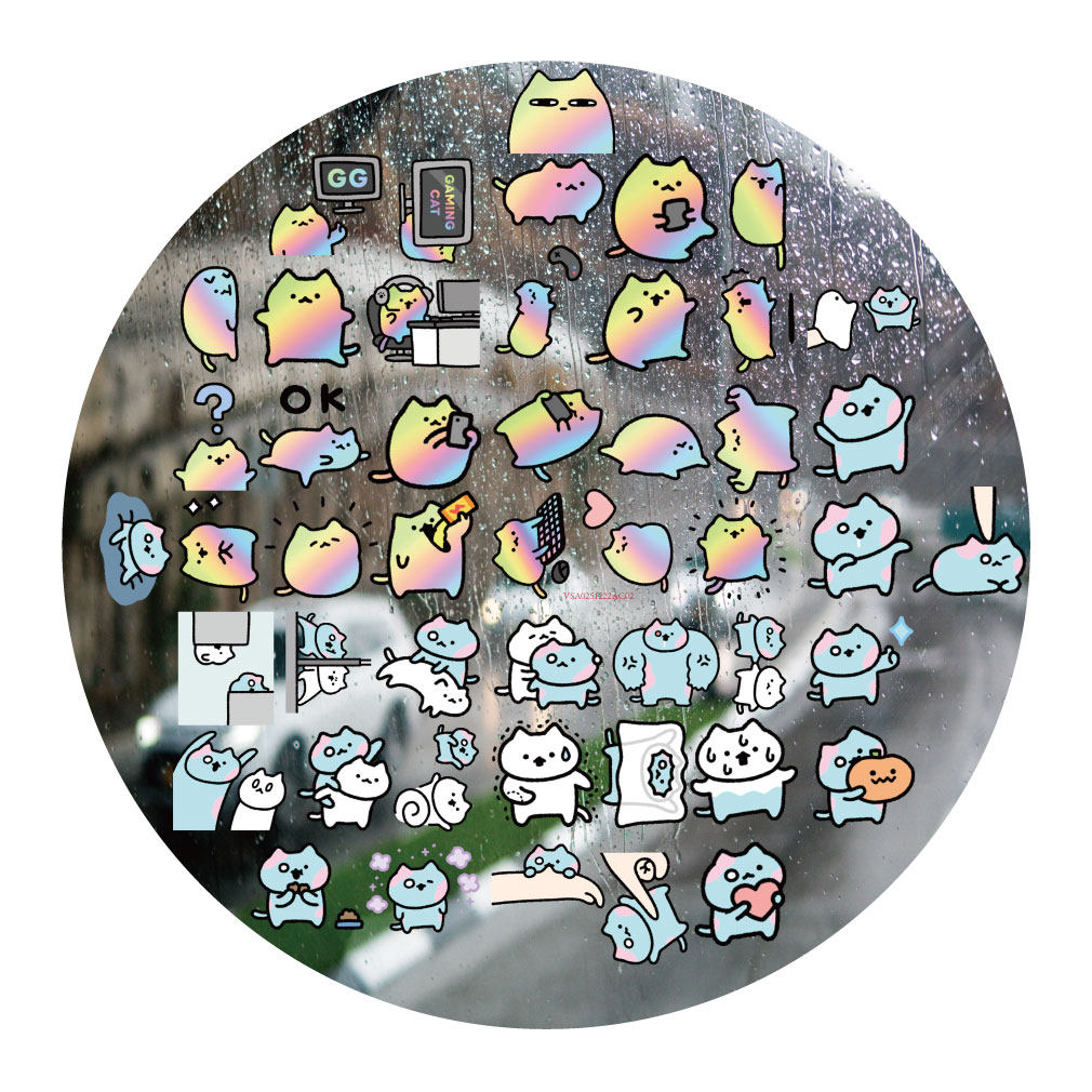 游戏僵尸猫咪UV转印贴动漫电动牙刷防水晶标签手机壳头盔装饰贴纸