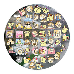 老布丁狗姥爷UV转印贴动漫电动牙刷防水晶标签手机壳头盔装饰贴纸