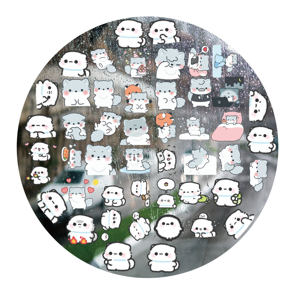 北极狐小白狐狸UV转印贴动漫电动牙刷防水晶标签手机壳头装饰贴纸