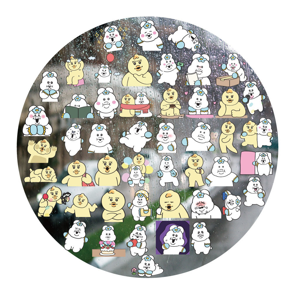 可爱酸奶君UV转印贴动漫电动牙刷防水晶标签手机壳头盔装饰贴纸