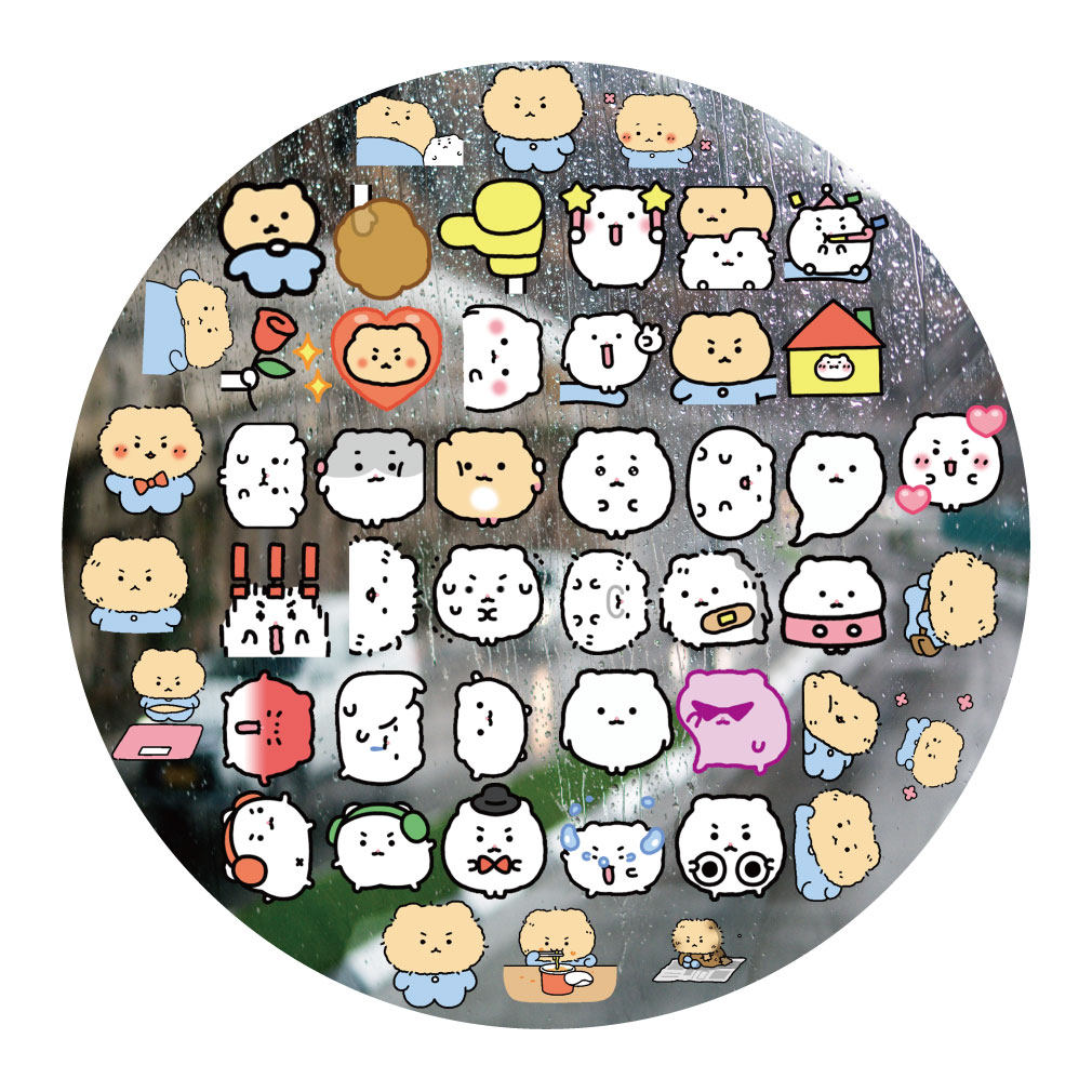 可爱仓鼠土豆熊UV转印贴动漫电动牙刷防水晶标手机壳头盔装饰贴纸