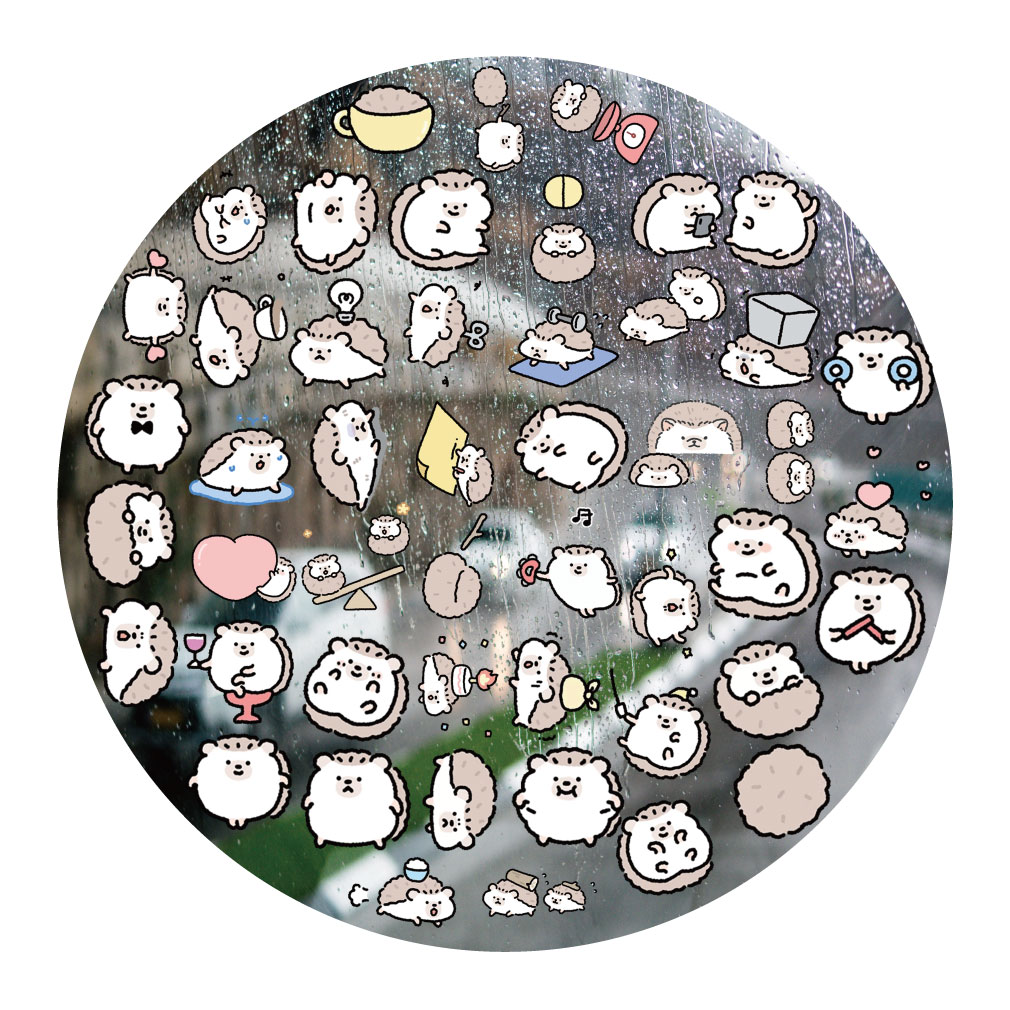 软萌小刺猬UV转印贴动漫电动牙刷防水晶标签手机壳头盔装饰贴纸
