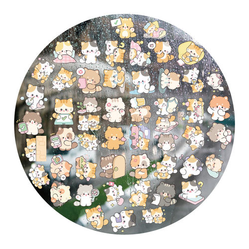 甜美软萌暹罗小猫UV转印贴电动牙刷防水晶标签手机壳头盔装饰贴纸