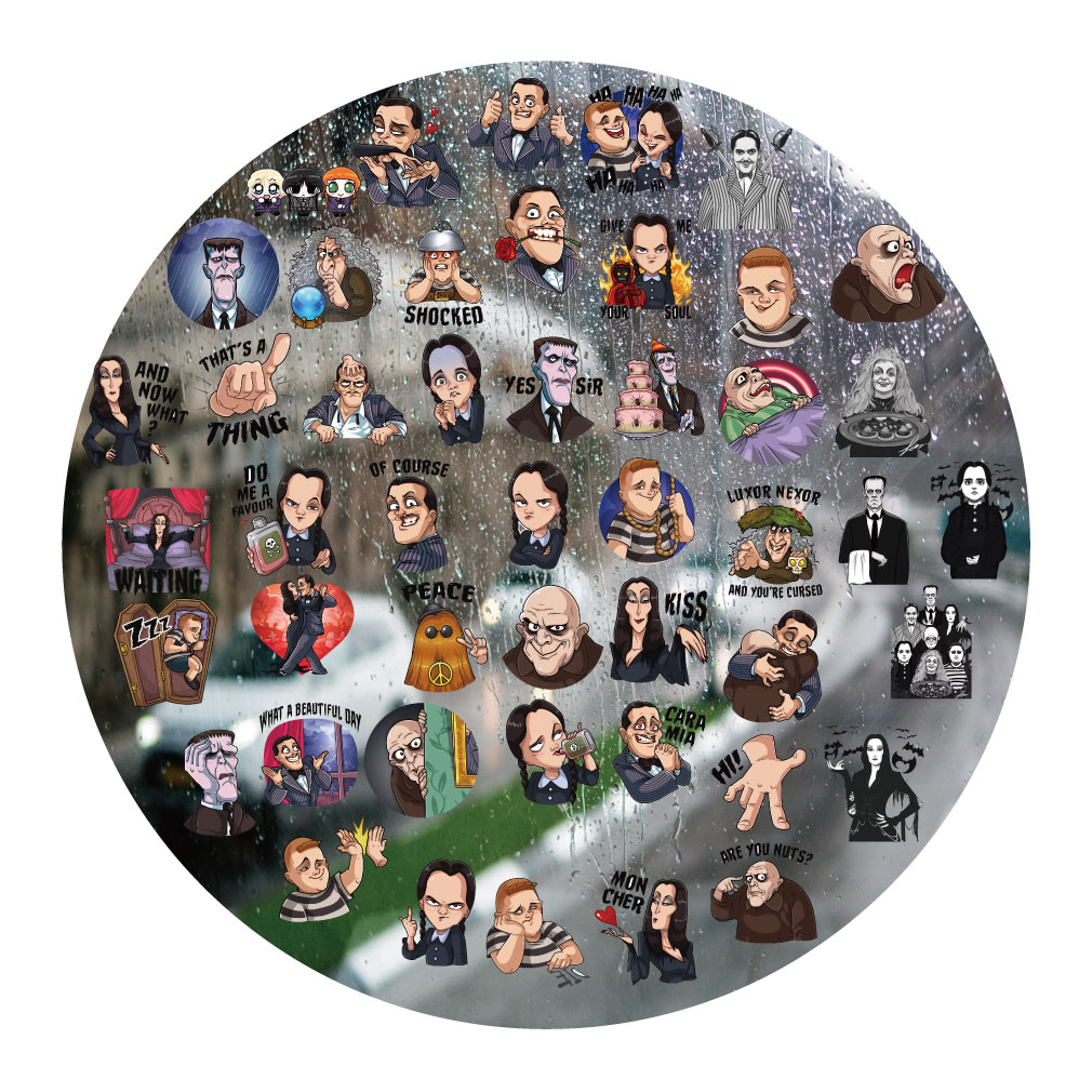 亚当斯一家UV转印贴动漫电动牙刷防水水晶标签手机壳头装饰贴纸