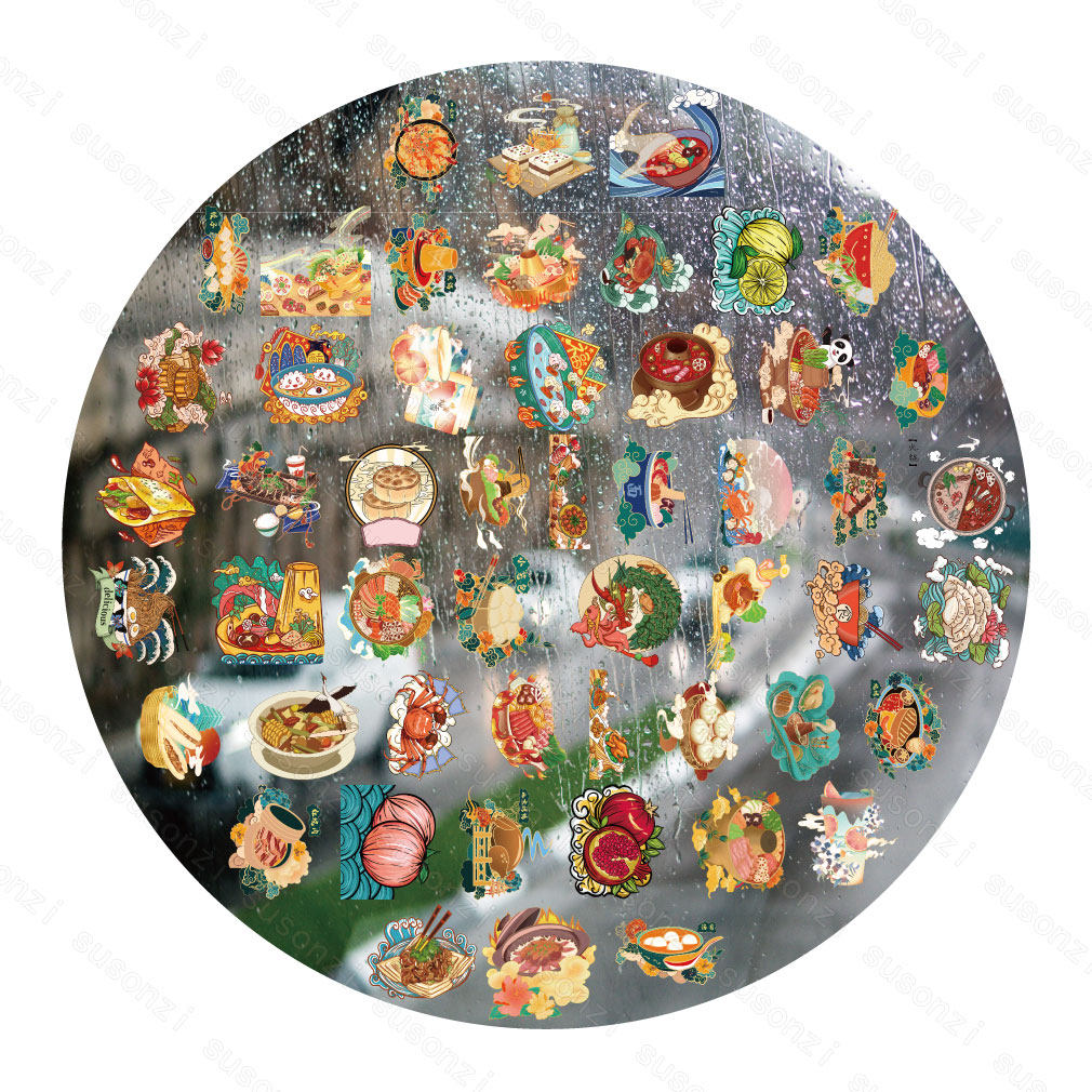 甜品甜点美食UV转印贴动漫手账电动牙刷防水笔记本风扇手机壳贴纸