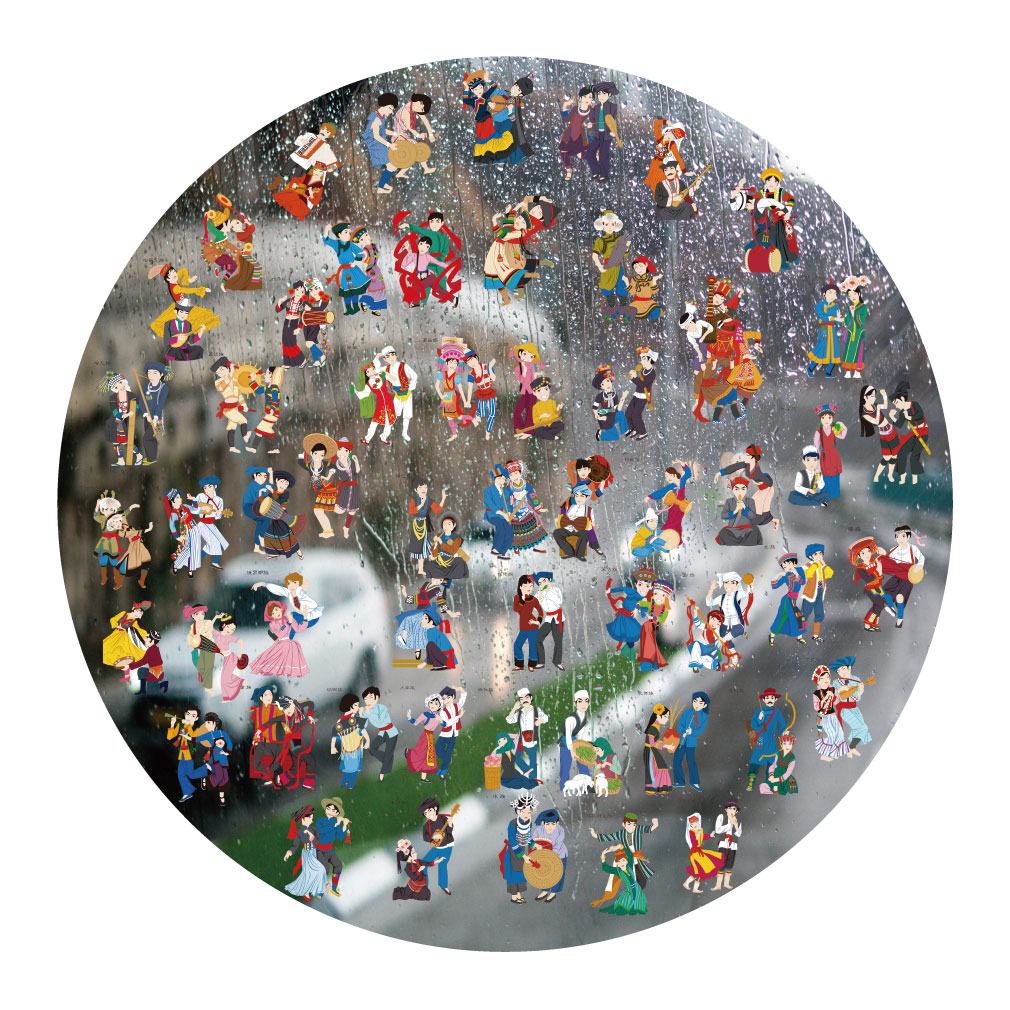 中国双人56个民族UV转印贴电动牙刷防水水晶标签手机壳头装饰贴纸