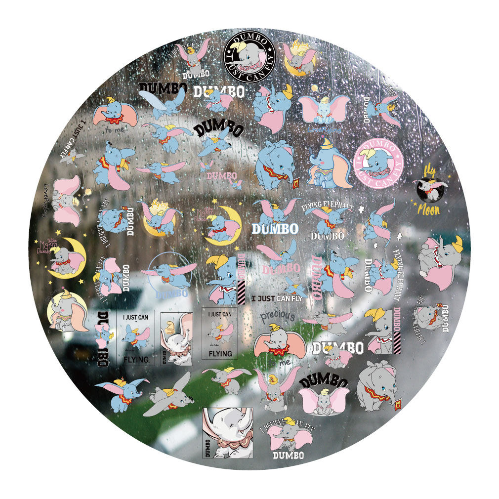 卡通小飞象UV转印贴动漫电动牙刷防水水晶标签手机壳头装饰贴纸