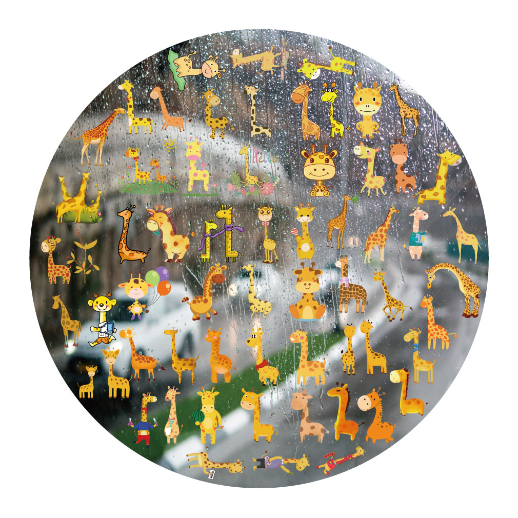 卡通长颈鹿UV转印贴动漫电动牙刷防水水晶标签手机壳头装饰贴纸