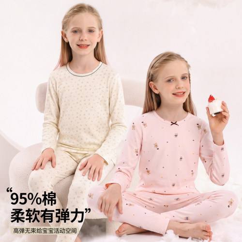 女童莱卡印花秋衣秋裤A类