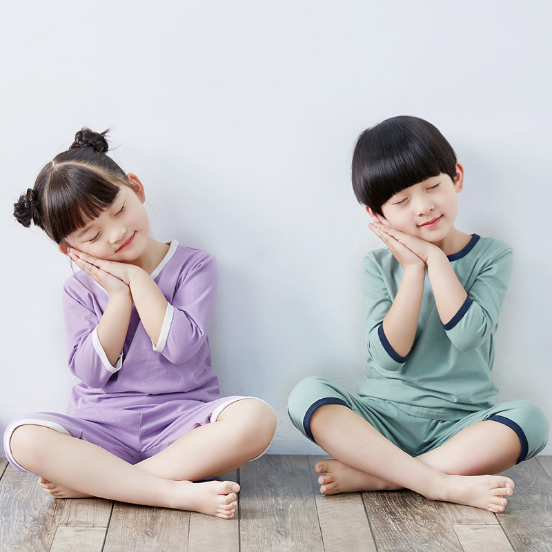儿童睡衣纯棉短袖薄款夏季男童女童空调服中大童家居服套装宝宝