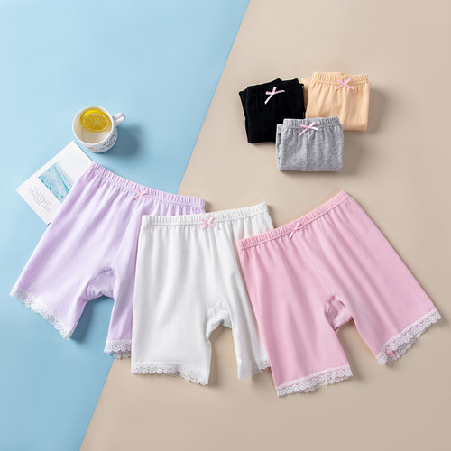 女童纯棉安全裤小女孩打底平角裤宝宝夏季薄款蕾丝短裤防走光内裤