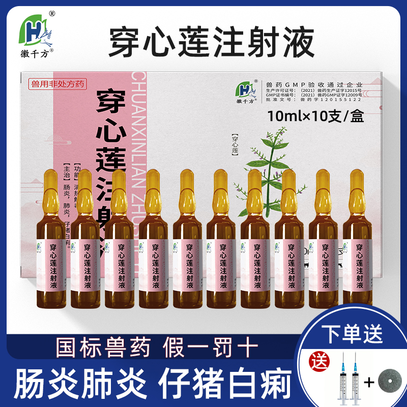 穿心莲注射兽用针剂炎琥宁仔猪拉稀牛羊清热解毒肺炎肠炎正品兽药