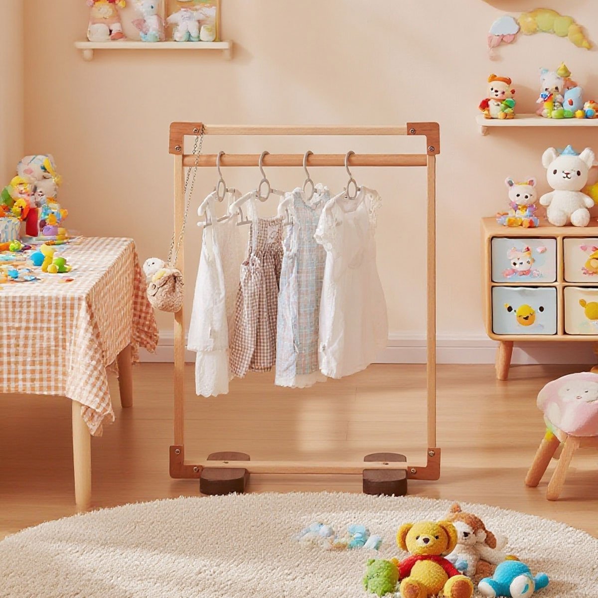 2025新款儿童衣架落地卧室榉木