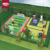 考拉日记微缩迷你摆件仿真操场乒乓球桌足球篮球场学校配件拓展包