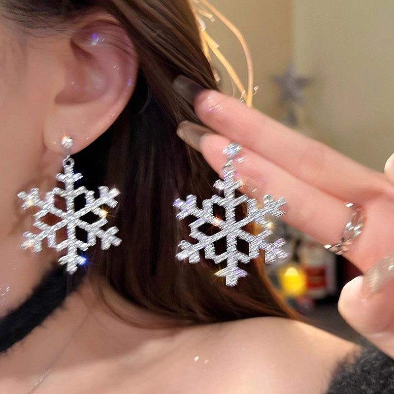 闪钻雪花耳环无耳洞蚊香盘耳夹女耳夹