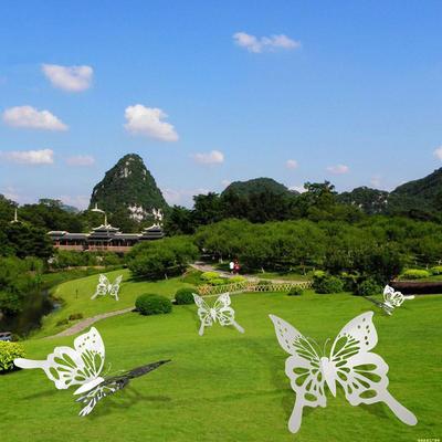 户外不锈钢仿真蝴蝶摆件庭院草坪金属昆虫动物雕塑园林景观小品