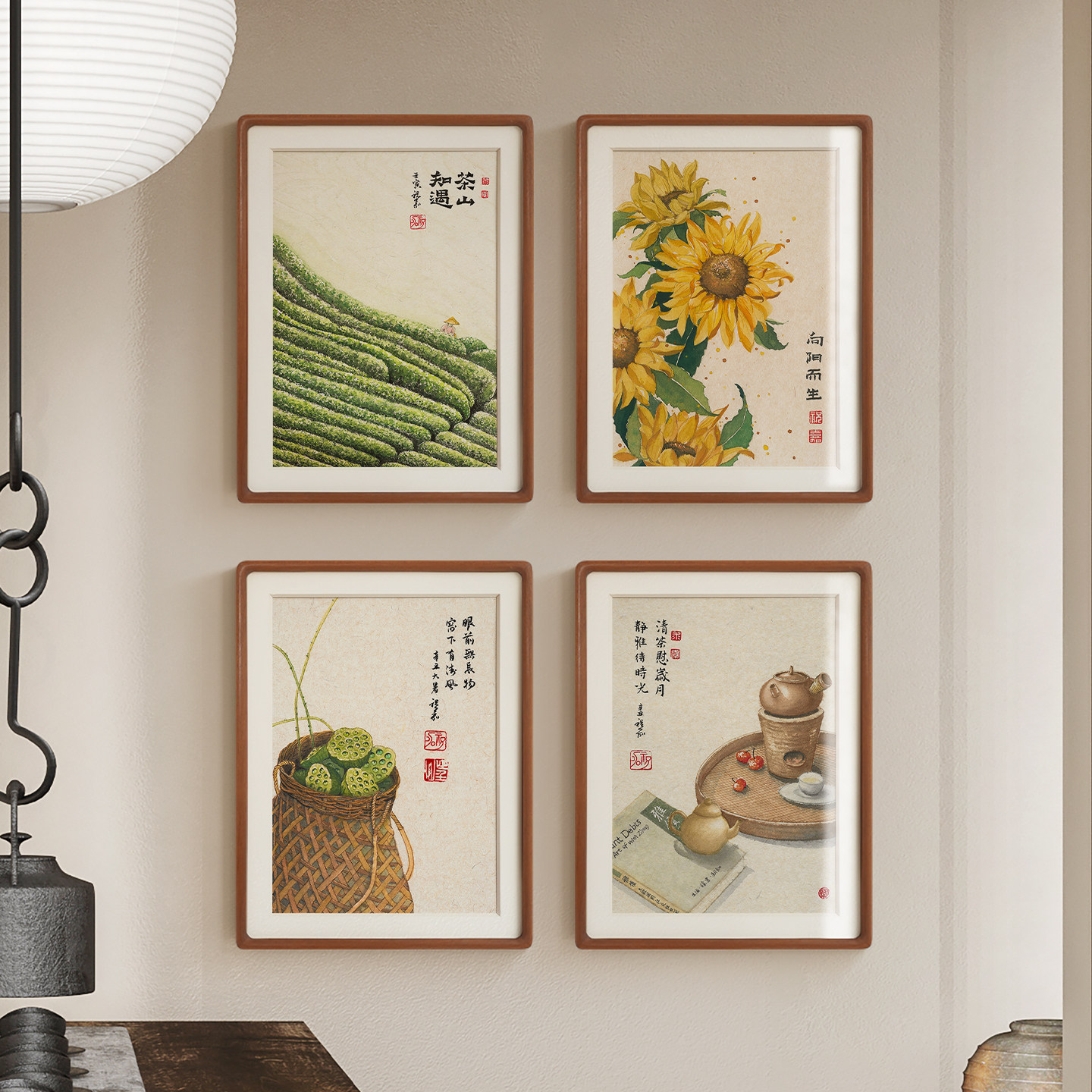 望山原木风小清新四季装饰画