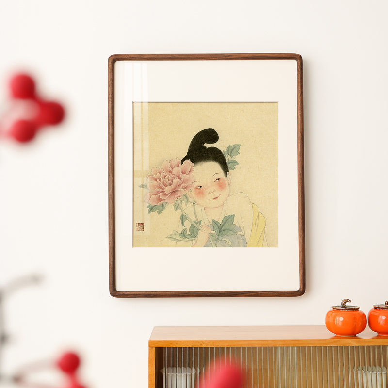 蒋林霖仕女图 宋代美学挂画 水墨国画原木风客厅餐厅新中式装饰画