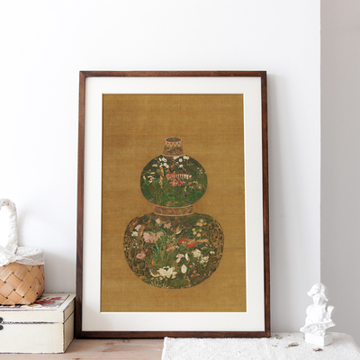 葫芦花瓶图中古风法式中古风画