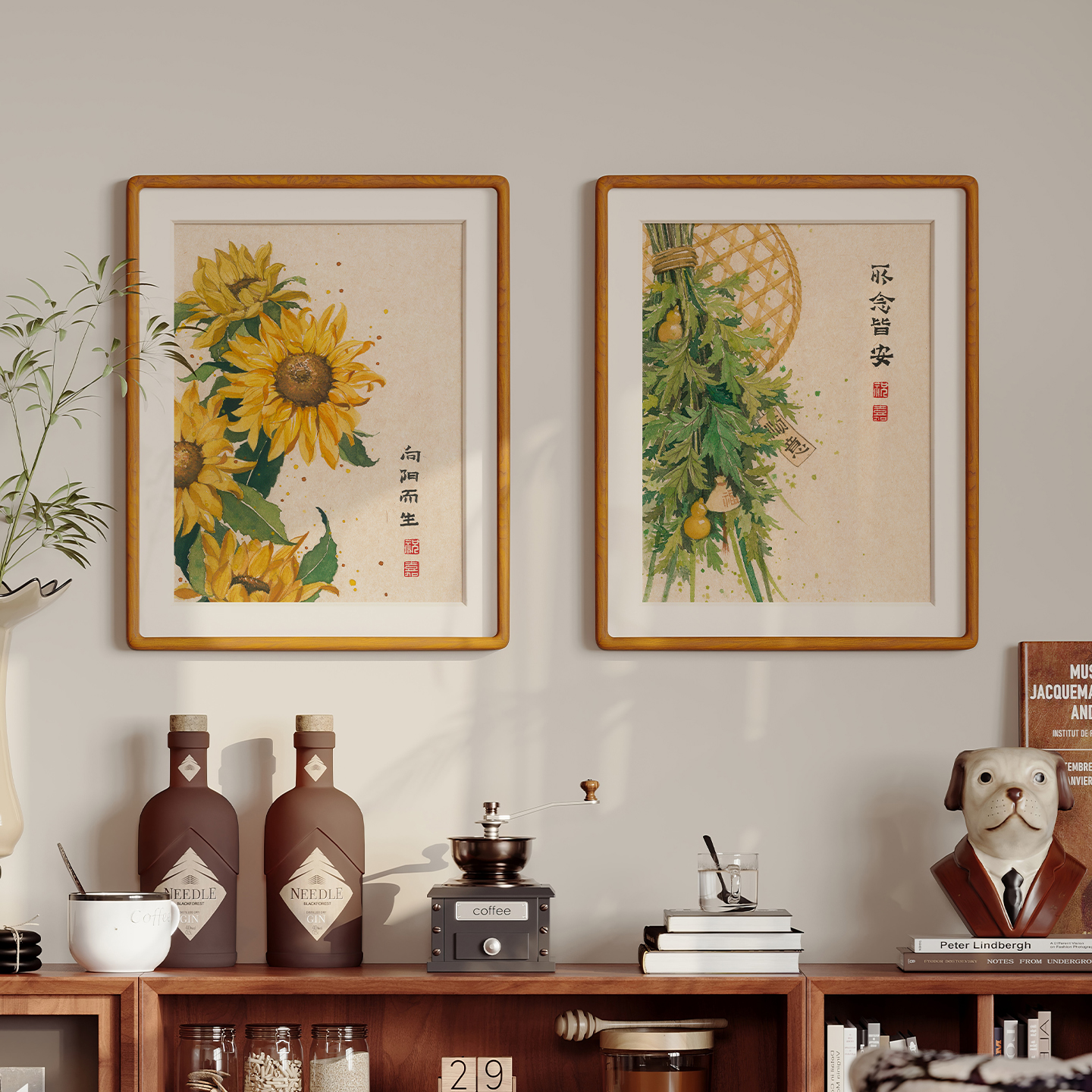 祝嘉 向日葵小清新原木风客厅餐厅卧室书房民宿酒店儿童房装饰画图片