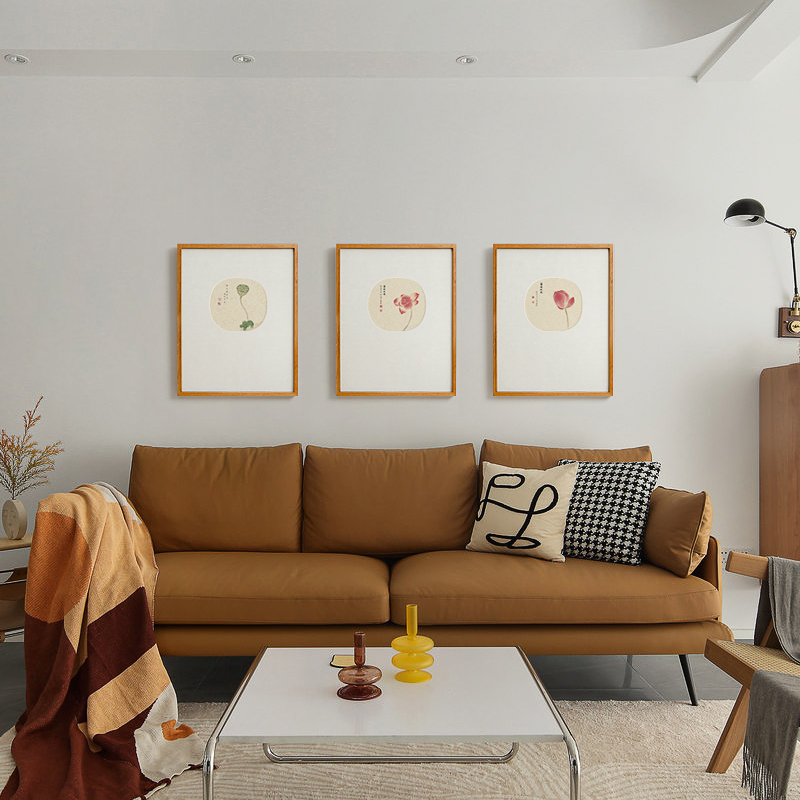 宋代美学 荷花禅意装饰画团扇面莲蓬瑜伽馆茶室侘寂风新中式挂画