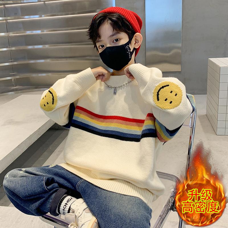 儿童装男童针织毛衣秋冬款新款大童打底衫加厚加绒男孩冬季潮