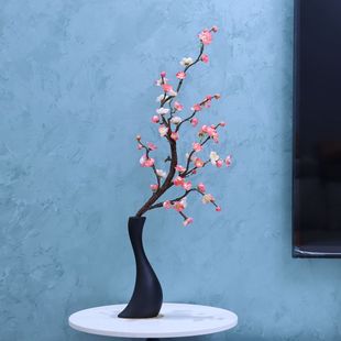 新中式仿真花梅花腊梅干枝复古陶瓷花瓶玄关客厅酒店轻奢装饰摆件