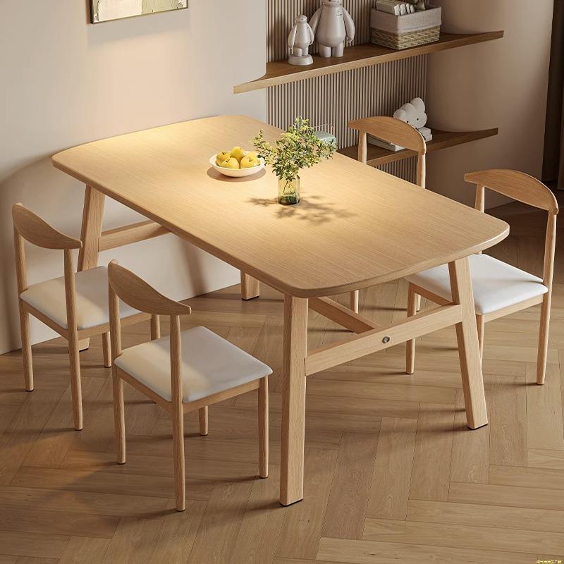 餐桌椅组合出租房家用简易仿实木餐桌小户型4人6人长方形吃饭桌子