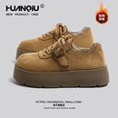 环球复古加绒勃肯鞋女款2025秋冬季新款厚底增高棉鞋百搭休闲女鞋