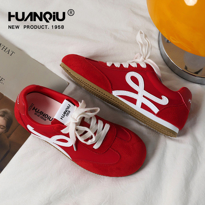 环球红色超好看德训鞋女2026新款春季超火芭蕾阿甘鞋休闲平底板鞋,女鞋,德训鞋,淘宝优惠券,粉丝福利购,淘宝优惠卷