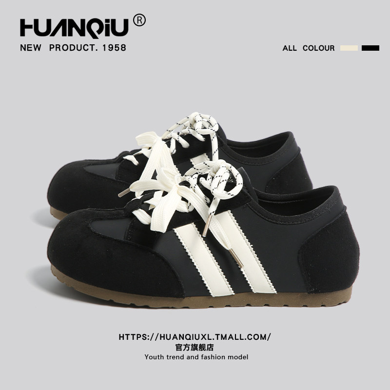 环球黑色德训鞋女款2026新款春季小众原创休闲板鞋时尚运动小黑鞋,女鞋,德训鞋,淘宝优惠券,粉丝福利购,淘宝优惠卷