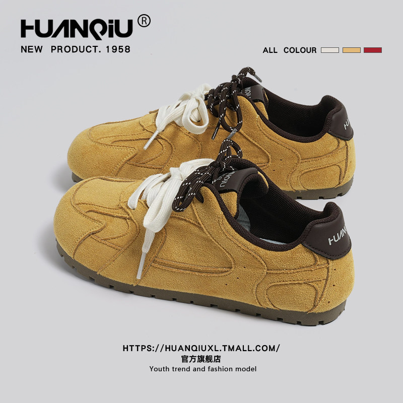 环球双鞋带德训鞋女款2026春季新款复古平底运动板鞋时尚休闲女鞋,女鞋,德训鞋,淘宝优惠券,粉丝福利购,淘宝优惠卷