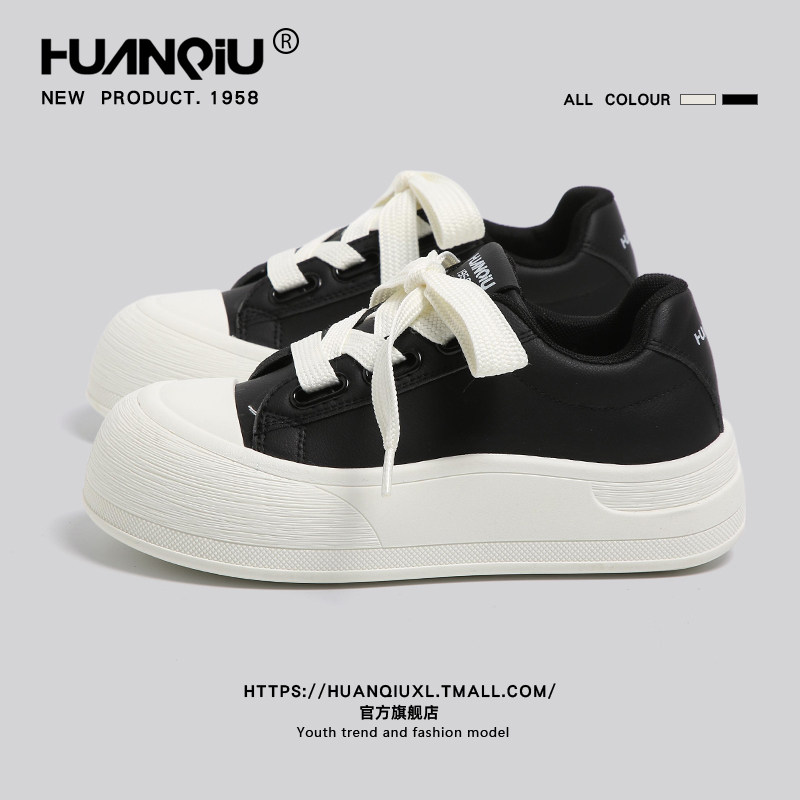 环球黑色大头板鞋女款2026春季新款爆款时尚面包鞋子百搭休闲女鞋