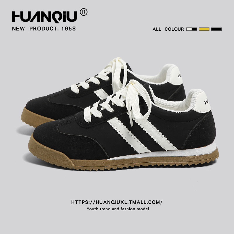 环球旗舰店新款黑色增高德训鞋女