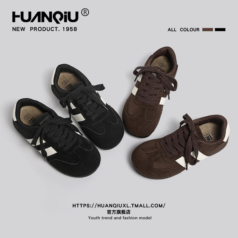 环球官方旗舰店复古棕色德训鞋女