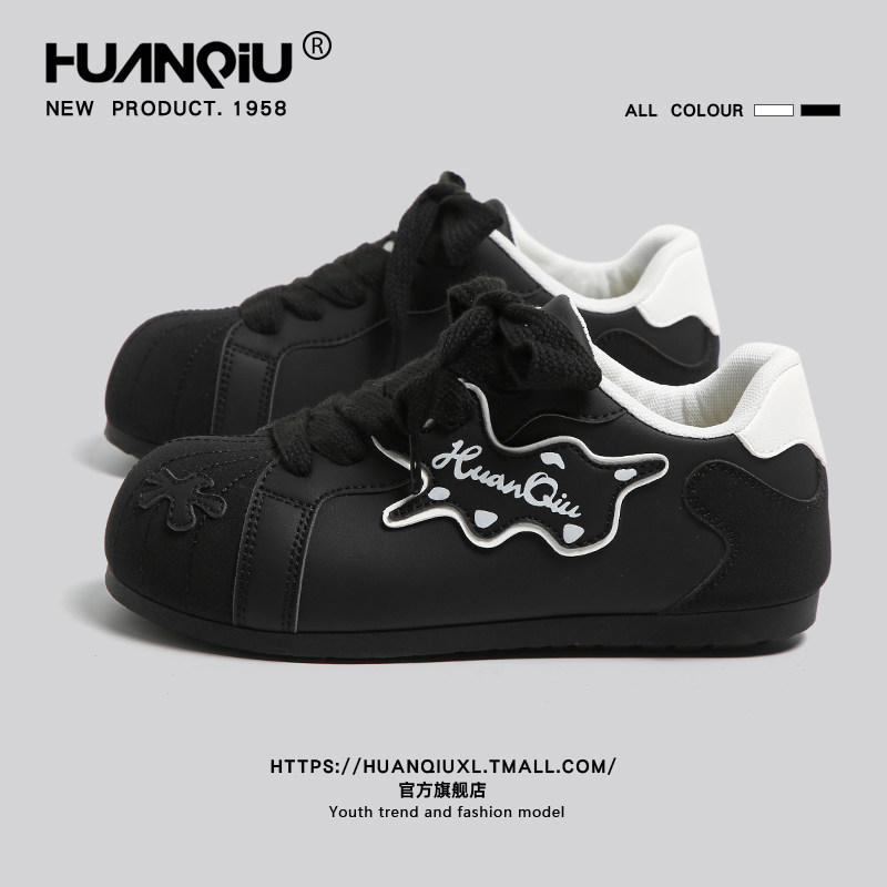 环球厚底德训鞋女款2026春季新款时尚休闲运动鞋圆头可爱泡芙鞋子