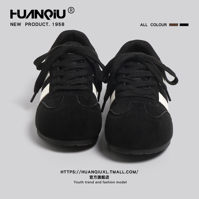 环球黑色厚底德训鞋子女款休闲板鞋秋冬2025新款运动泡芙大头女鞋,女鞋,德训鞋,淘宝优惠券,粉丝福利购,淘宝优惠卷