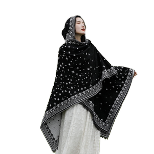 云南丽江青海旅游拍照名人民族风披肩斗篷女秋冬季加厚外套披风男