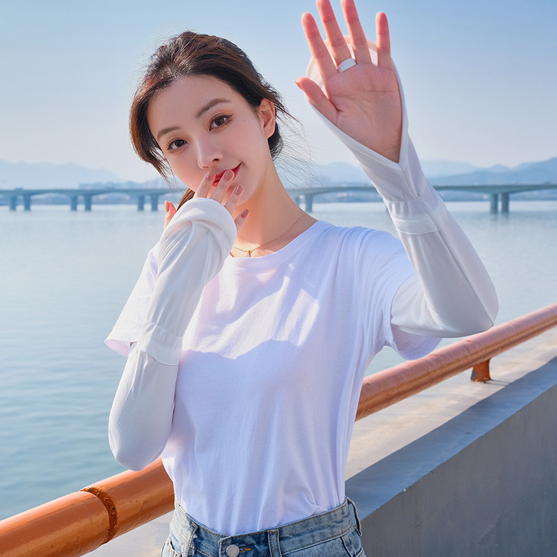 网红防晒冰袖女夏季防紫外线韩版遮手冰丝长袖子夏天骑车开车袖套