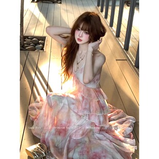 不规则收腰碎 浪漫度假收腰连衣裙法式 破界衣柜Lazy Didi爱神信筏