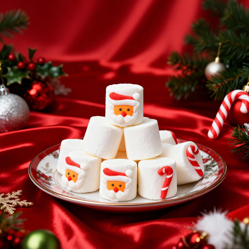 圣诞节手工创意糖果创意卡通棉花糖圆柱软糖儿童礼物零食圣诞老人