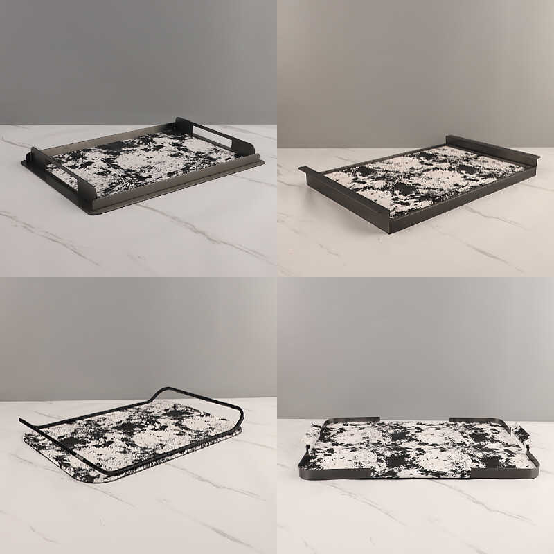 轻奢金属皮革香薰收纳托盘摆件