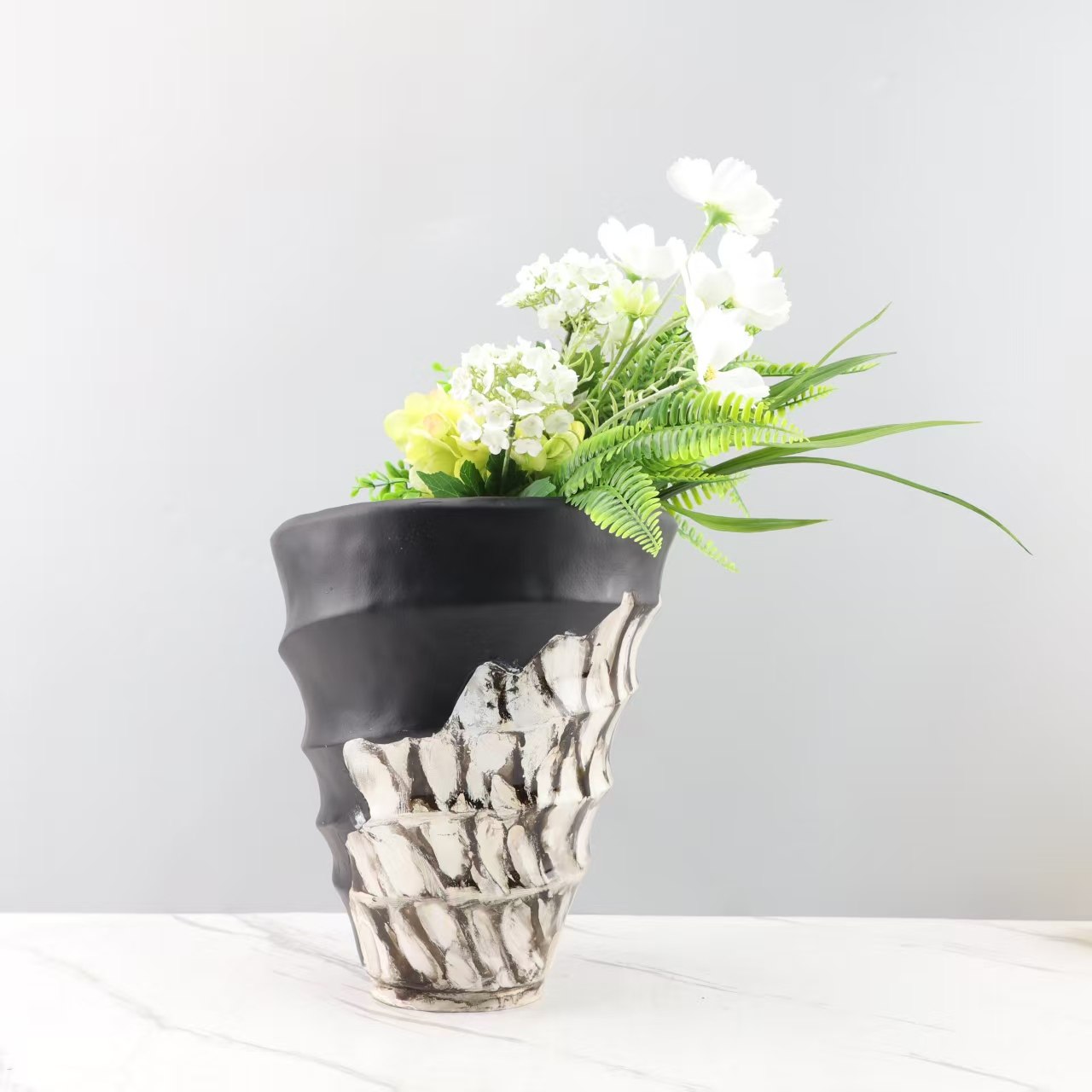 极简轻奢树脂螺旋纹大口径花瓶艺术花器装饰摆件电视柜家居装饰品,家居饰品,花瓶,淘宝优惠券,粉丝福利购,淘宝优惠卷