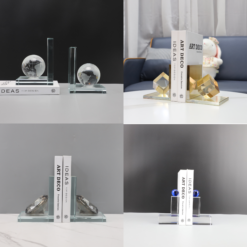 透明水晶书档书房桌面装饰品摆件