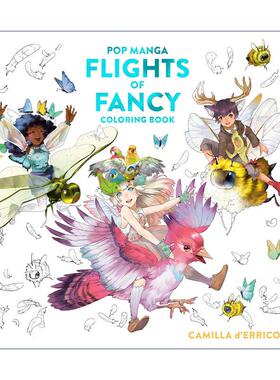 英文原版 Pop Manga Flights of Fancy Coloring Book 流行漫画 异想天开的飞行 着色涂色书 Camilla d'Errico 进口英语原版书籍